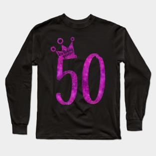 Purple 50Th Birthday  50Th Birthday Queen Long Sleeve T-Shirt
